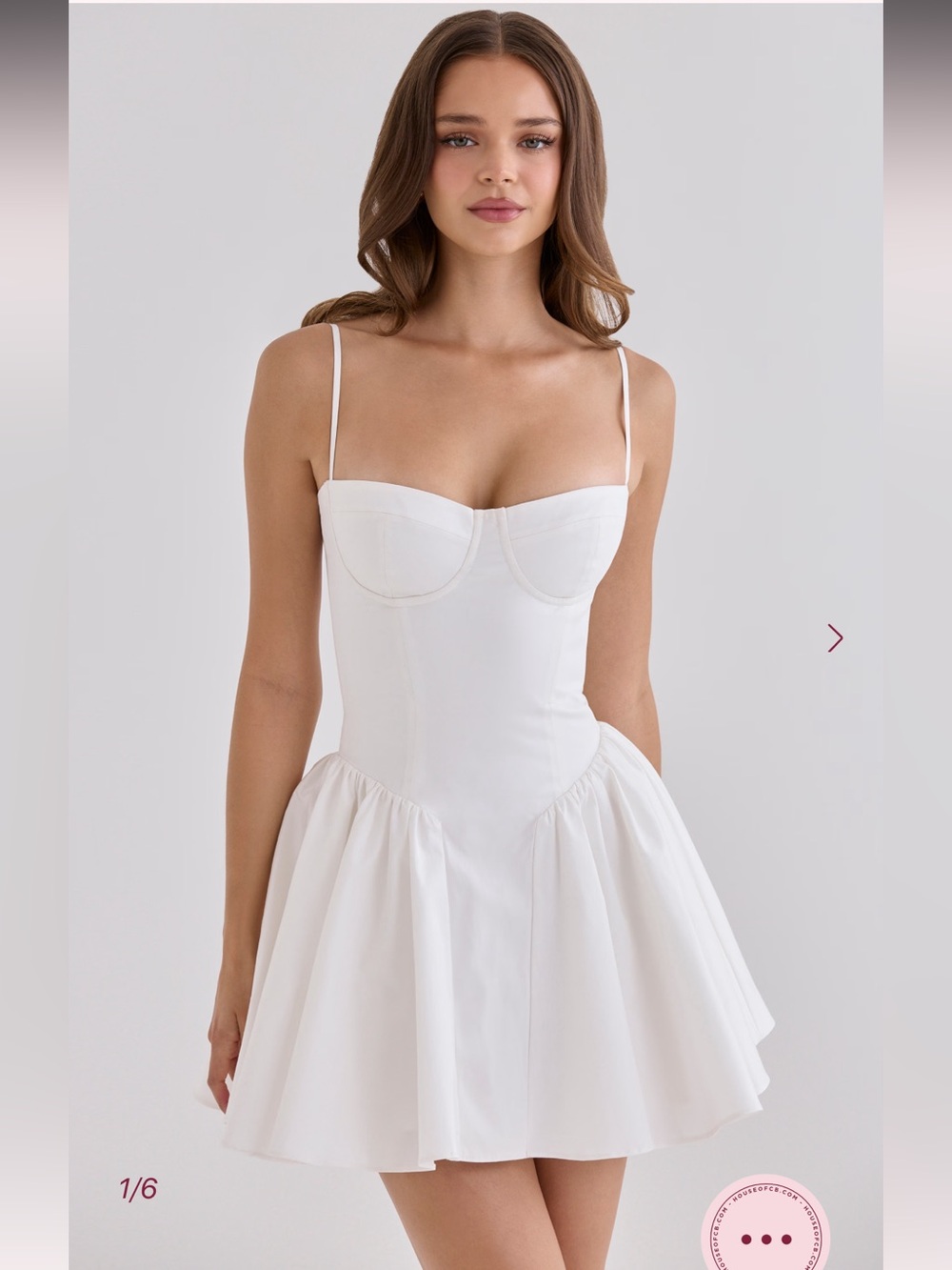 house of cb samaria white cotton boning corset mini fit & flare dress small